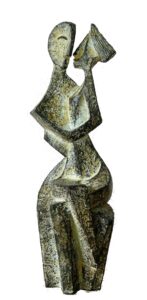 sculpture argile couple abstrait
