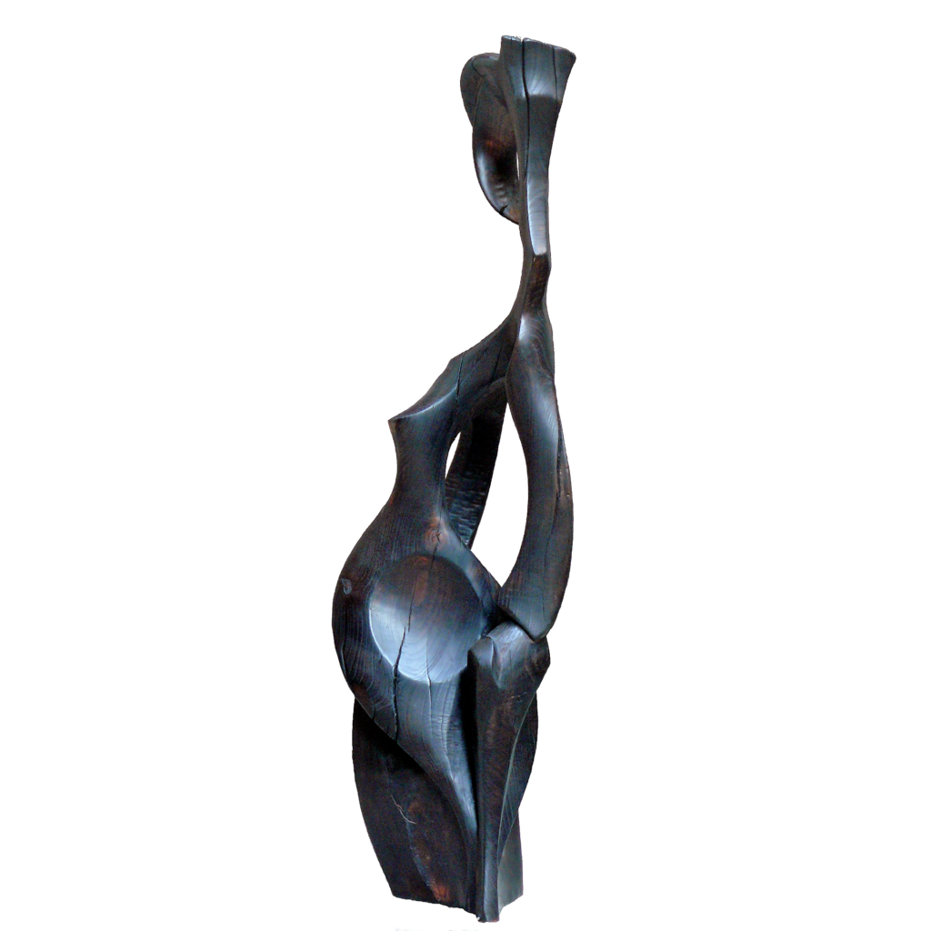 sculpture bois musicienne femme abstraite