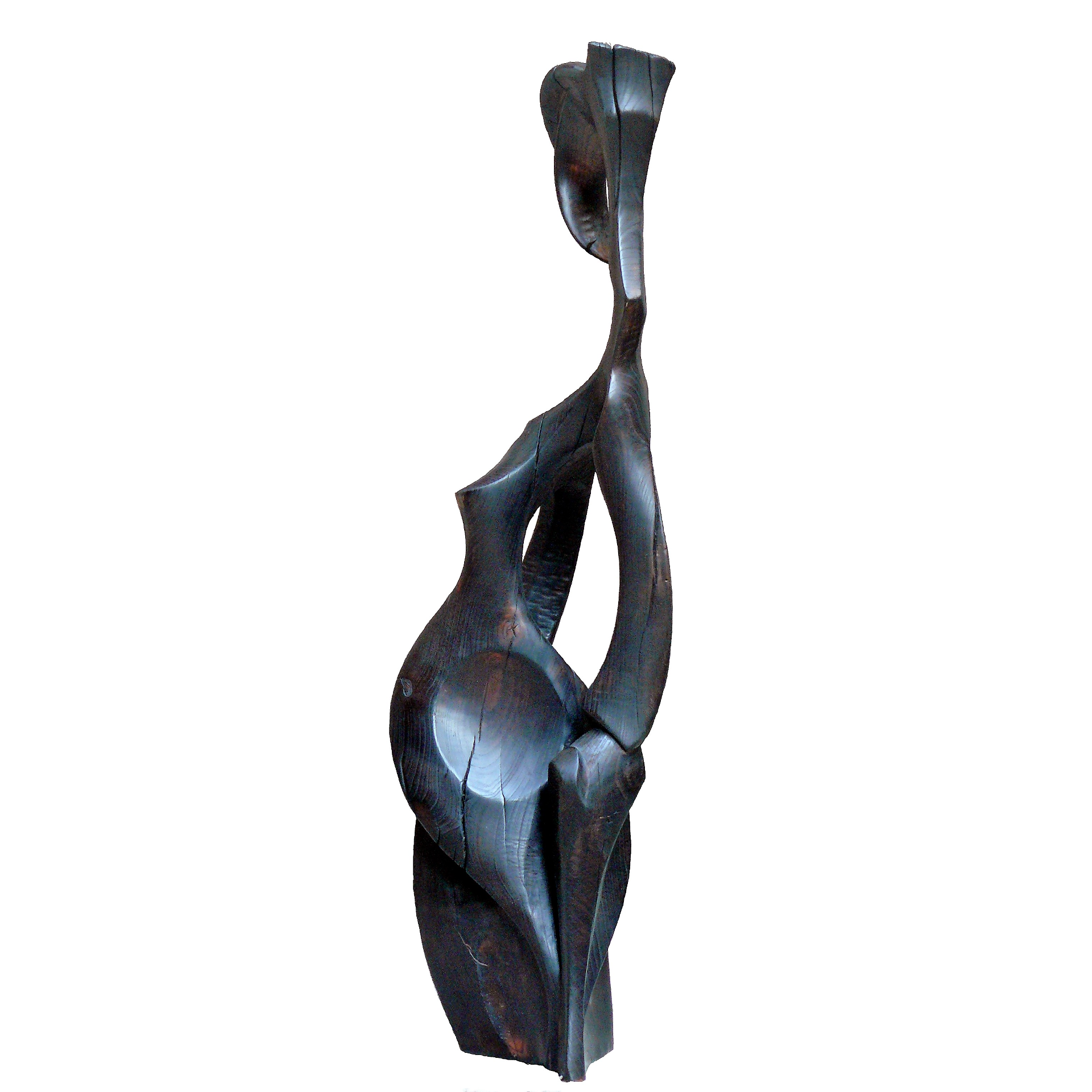 sculpture bois femme abstraite musicienne