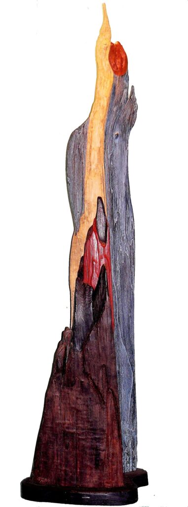 sculpture bois brûlé patiné