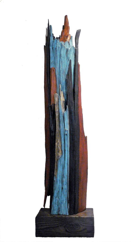 sculpture bois brûlé patiné