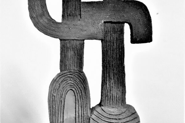 sculpture argile couple primitif abstrait